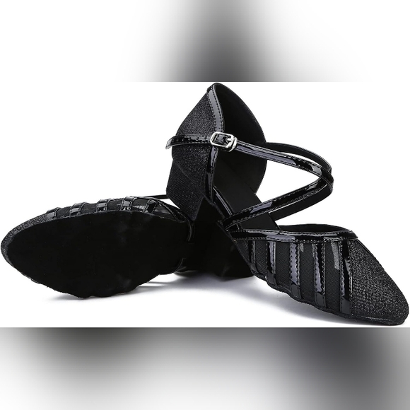 Amazon Low Heel Ballroom Dance Shoes Black Size 8 NWT - Picture 6 of 9